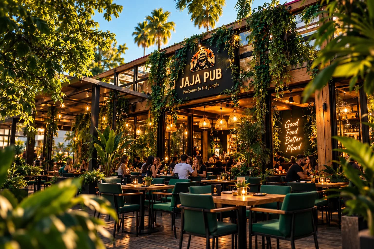 Terasa JAJA Pub Brăila cu vibe de jungle